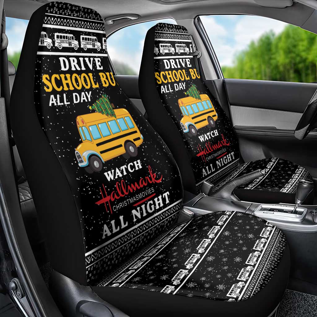 Drive School Bus All Day Car Seat Cover Watch Hallmark Christmas Movies All Night DT04 - Wonder Print Shop