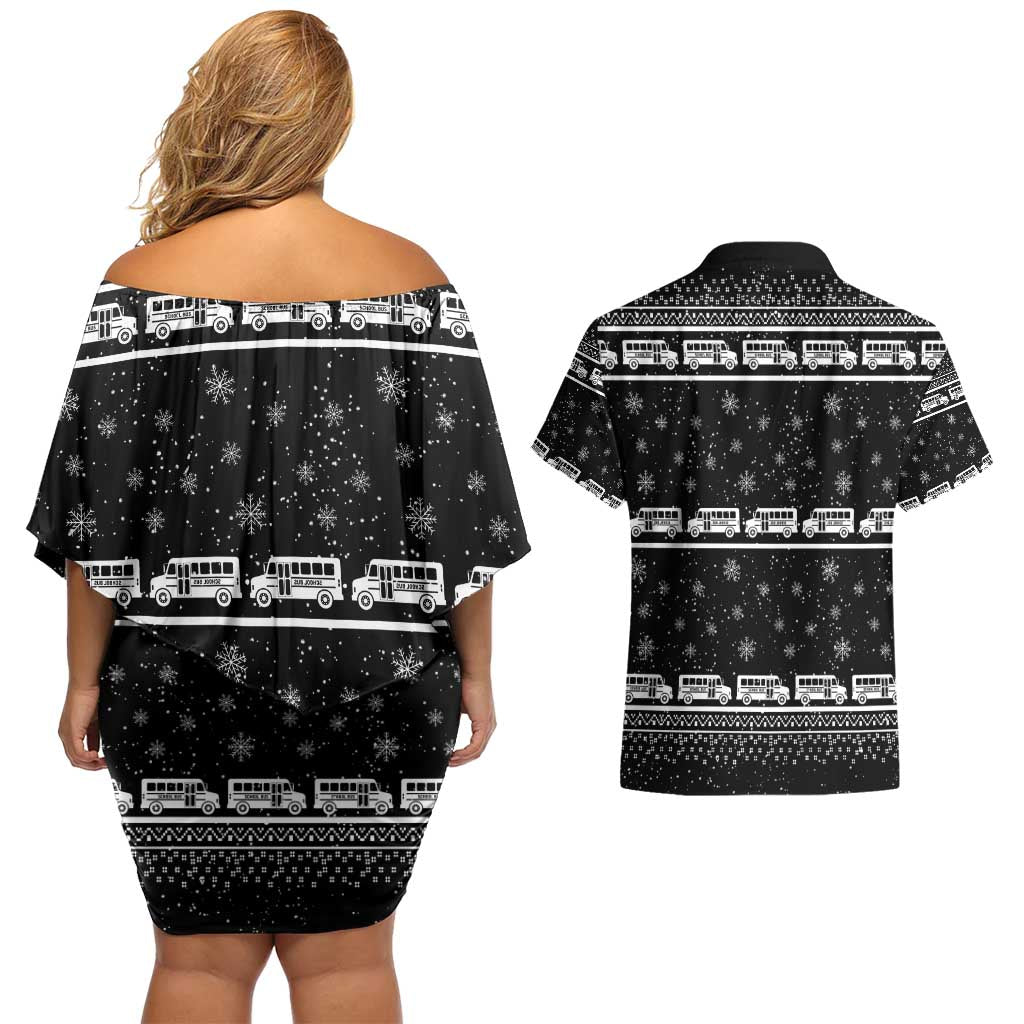 Drive School Bus All Day Couples Matching Off Shoulder Short Dress and Hawaiian Shirt Watch Hallmark Christmas Movies All Night DT04 - Wonder Print Shop