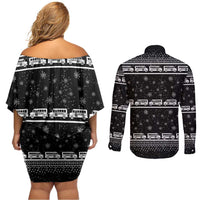Drive School Bus All Day Couples Matching Off Shoulder Short Dress and Long Sleeve Button Shirt Watch Hallmark Christmas Movies All Night DT04 - Wonder Print Shop