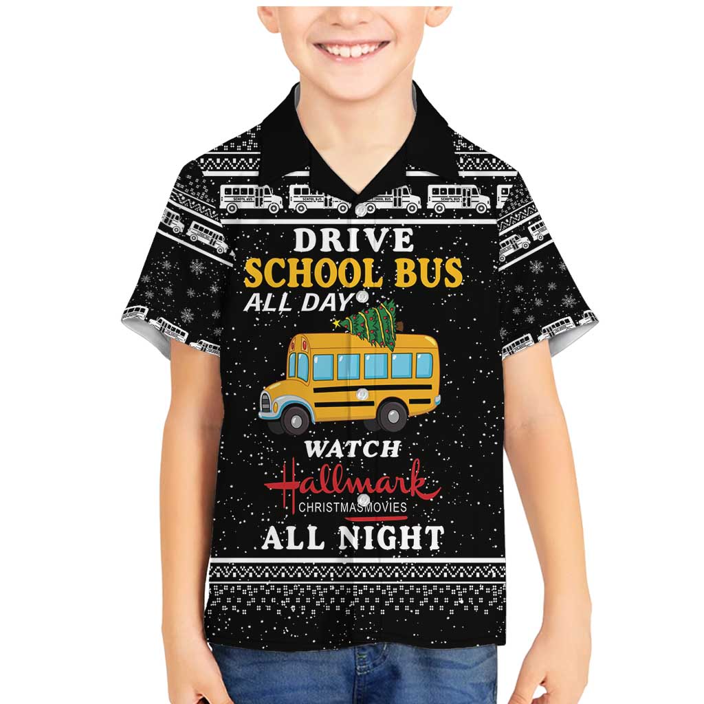 Drive School Bus All Day Family Matching Mermaid Dress and Hawaiian Shirt Watch Hallmark Christmas Movies All Night DT04 - Wonder Print Shop