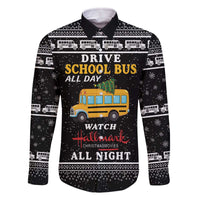 Drive School Bus All Day Family Matching Off The Shoulder Long Sleeve Dress and Hawaiian Shirt Watch Hallmark Christmas Movies All Night DT04 - Wonder Print Shop
