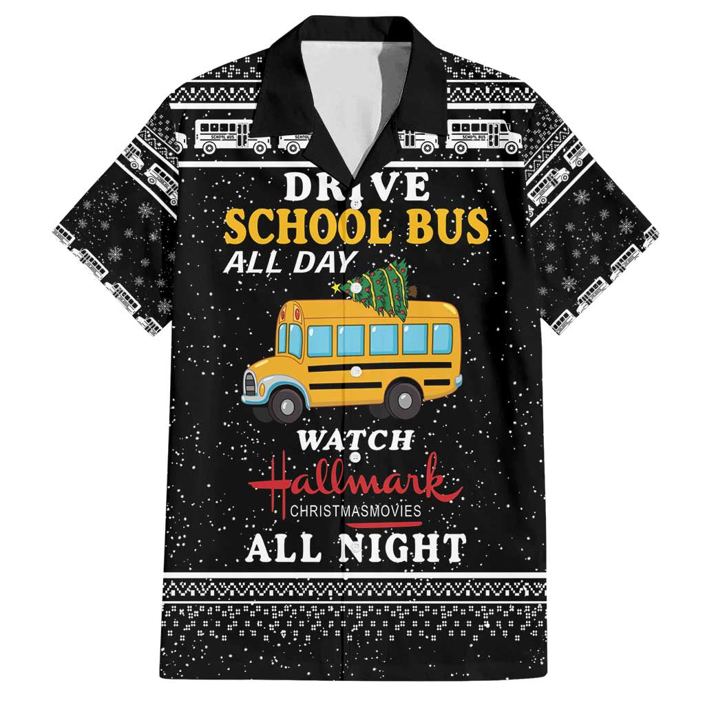 Drive School Bus All Day Family Matching Off Shoulder Maxi Dress and Hawaiian Shirt Watch Hallmark Christmas Movies All Night DT04 - Wonder Print Shop