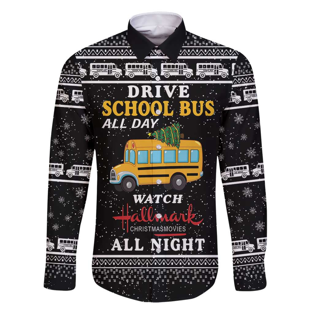 Drive School Bus All Day Family Matching Off Shoulder Maxi Dress and Hawaiian Shirt Watch Hallmark Christmas Movies All Night DT04 - Wonder Print Shop