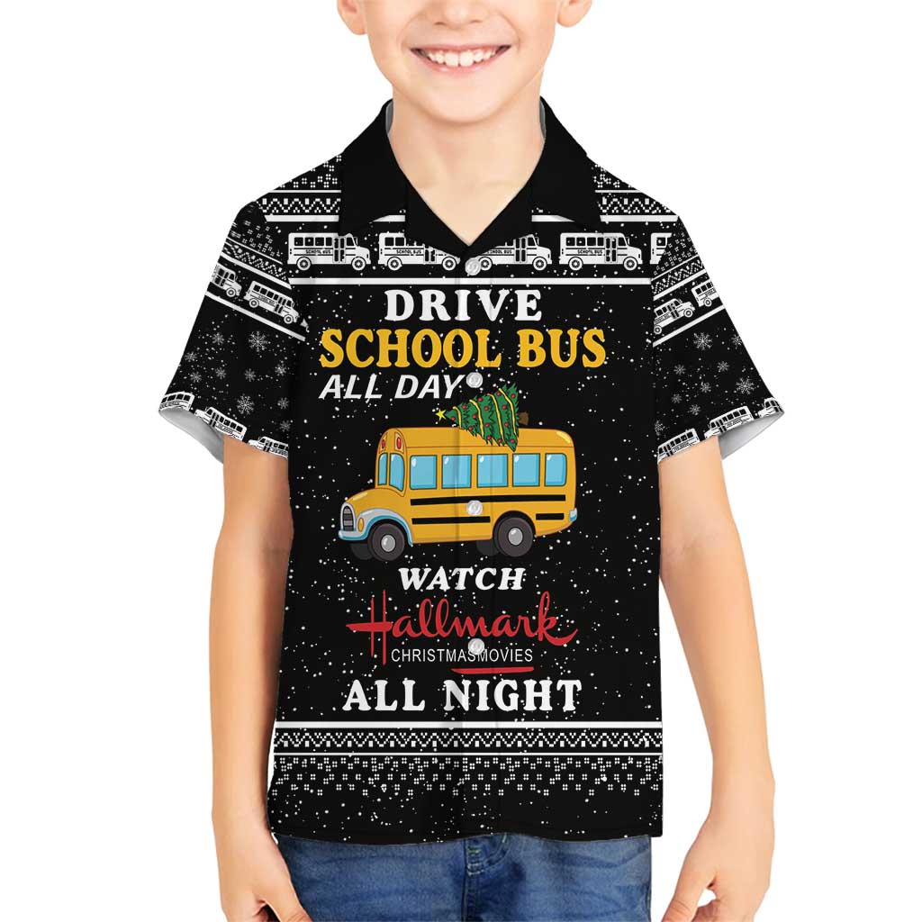 Drive School Bus All Day Family Matching Off Shoulder Maxi Dress and Hawaiian Shirt Watch Hallmark Christmas Movies All Night DT04 - Wonder Print Shop