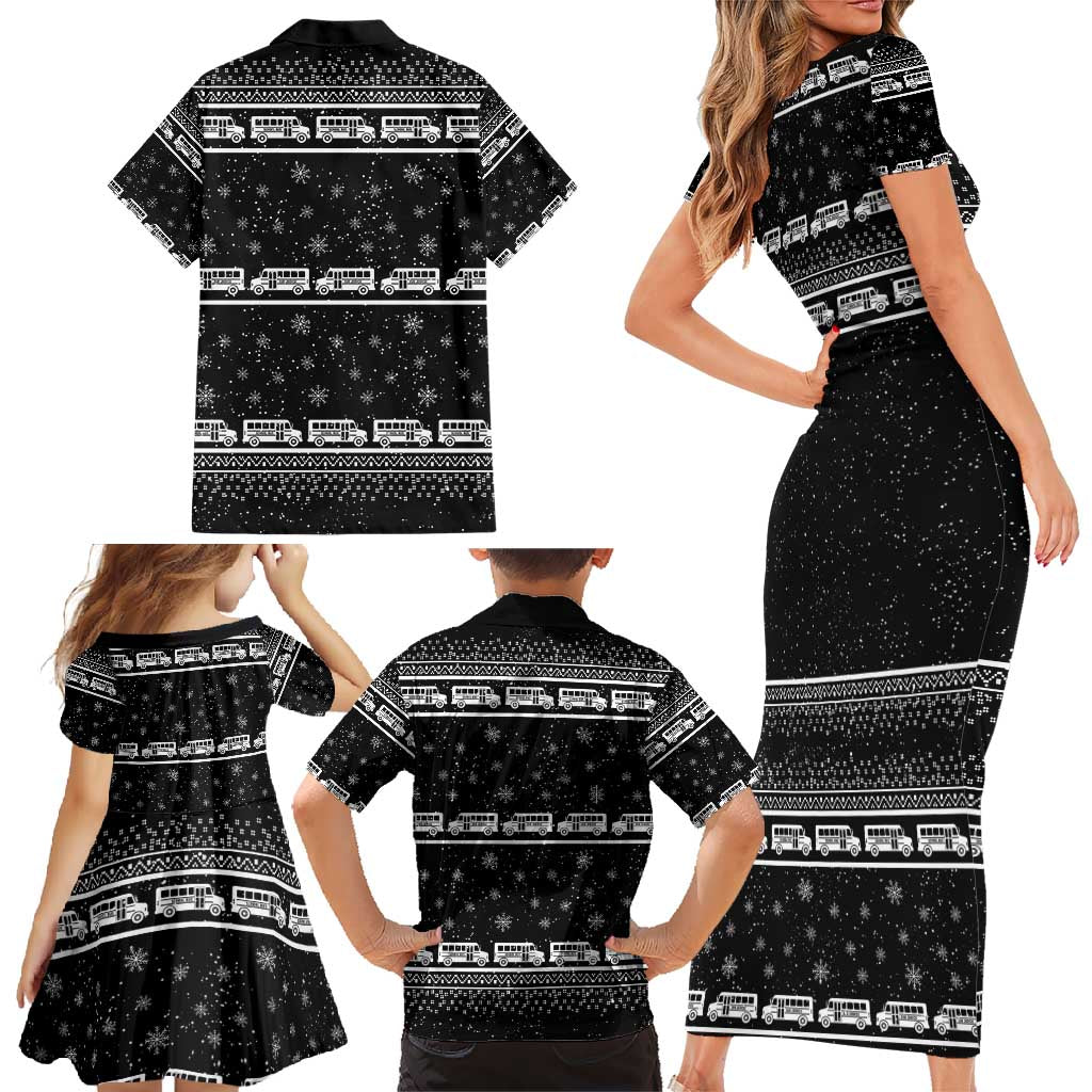 Drive School Bus All Day Family Matching Short Sleeve Bodycon Dress and Hawaiian Shirt Watch Hallmark Christmas Movies All Night DT04 - Wonder Print Shop