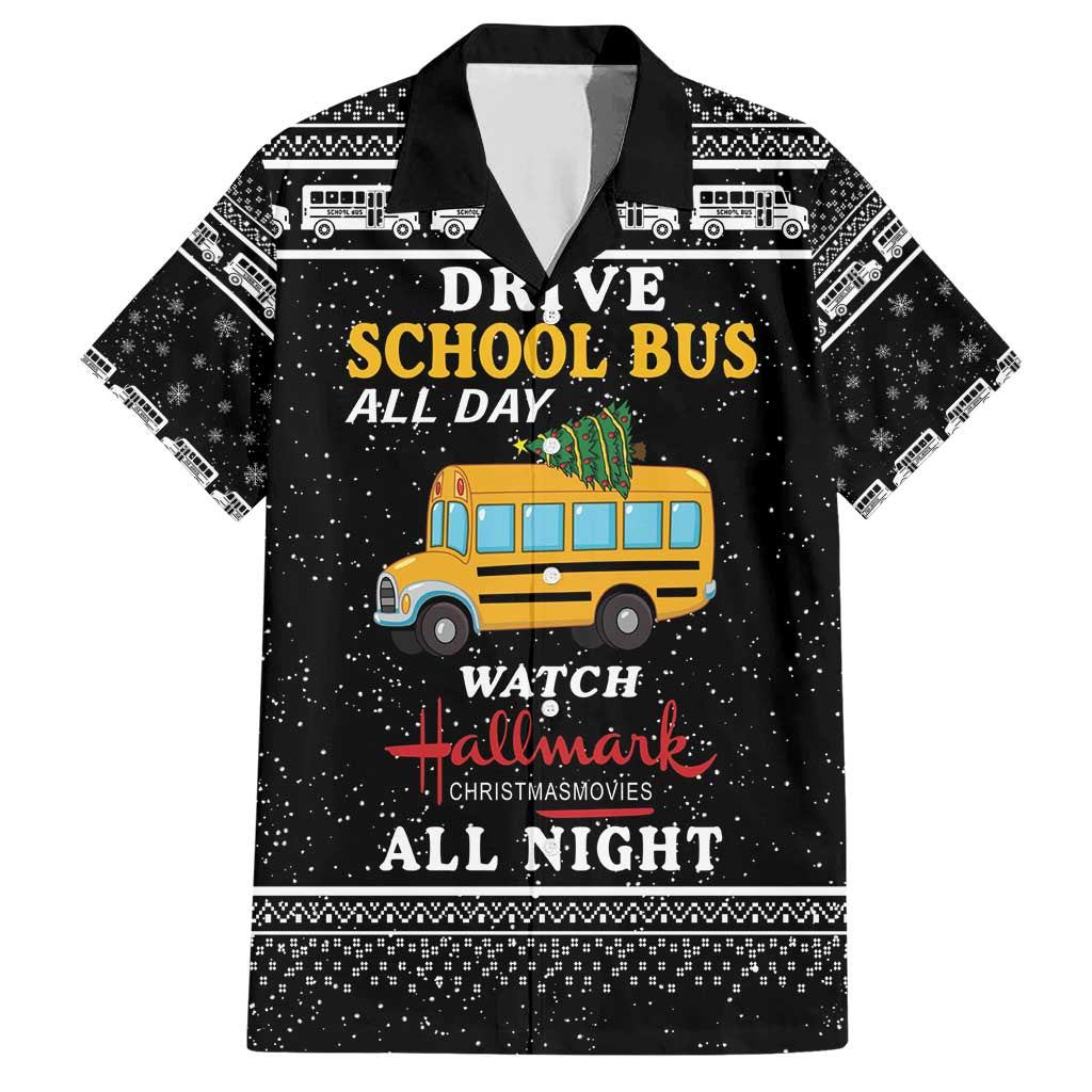 Drive School Bus All Day Family Matching Short Sleeve Bodycon Dress and Hawaiian Shirt Watch Hallmark Christmas Movies All Night DT04 - Wonder Print Shop