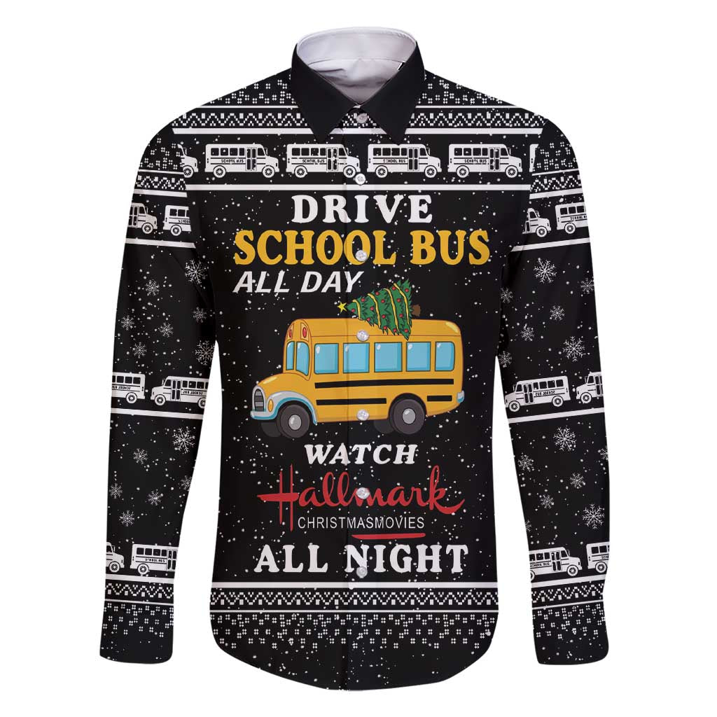 Drive School Bus All Day Family Matching Short Sleeve Bodycon Dress and Hawaiian Shirt Watch Hallmark Christmas Movies All Night DT04 - Wonder Print Shop