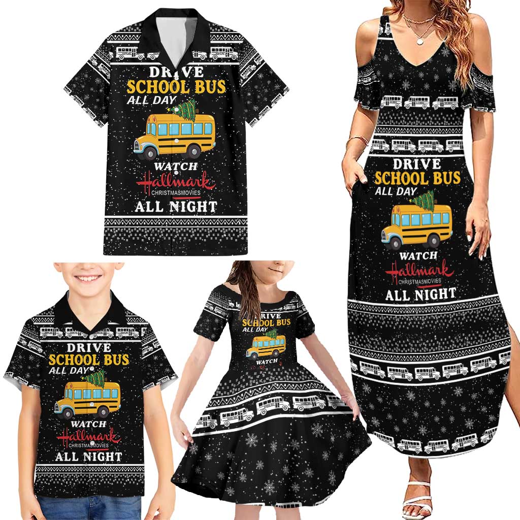 Drive School Bus All Day Family Matching Summer Maxi Dress and Hawaiian Shirt Watch Hallmark Christmas Movies All Night DT04 - Wonder Print Shop