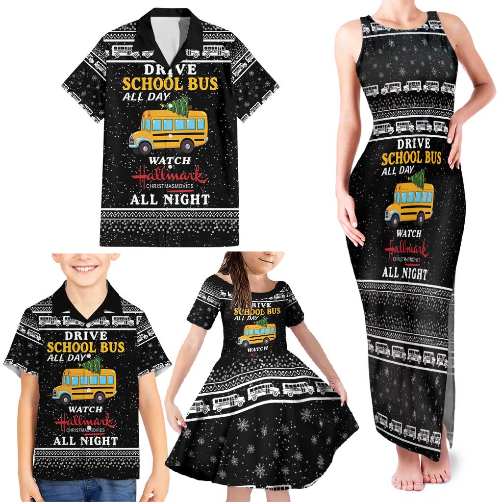 Drive School Bus All Day Family Matching Tank Maxi Dress and Hawaiian Shirt Watch Hallmark Christmas Movies All Night DT04 - Wonder Print Shop
