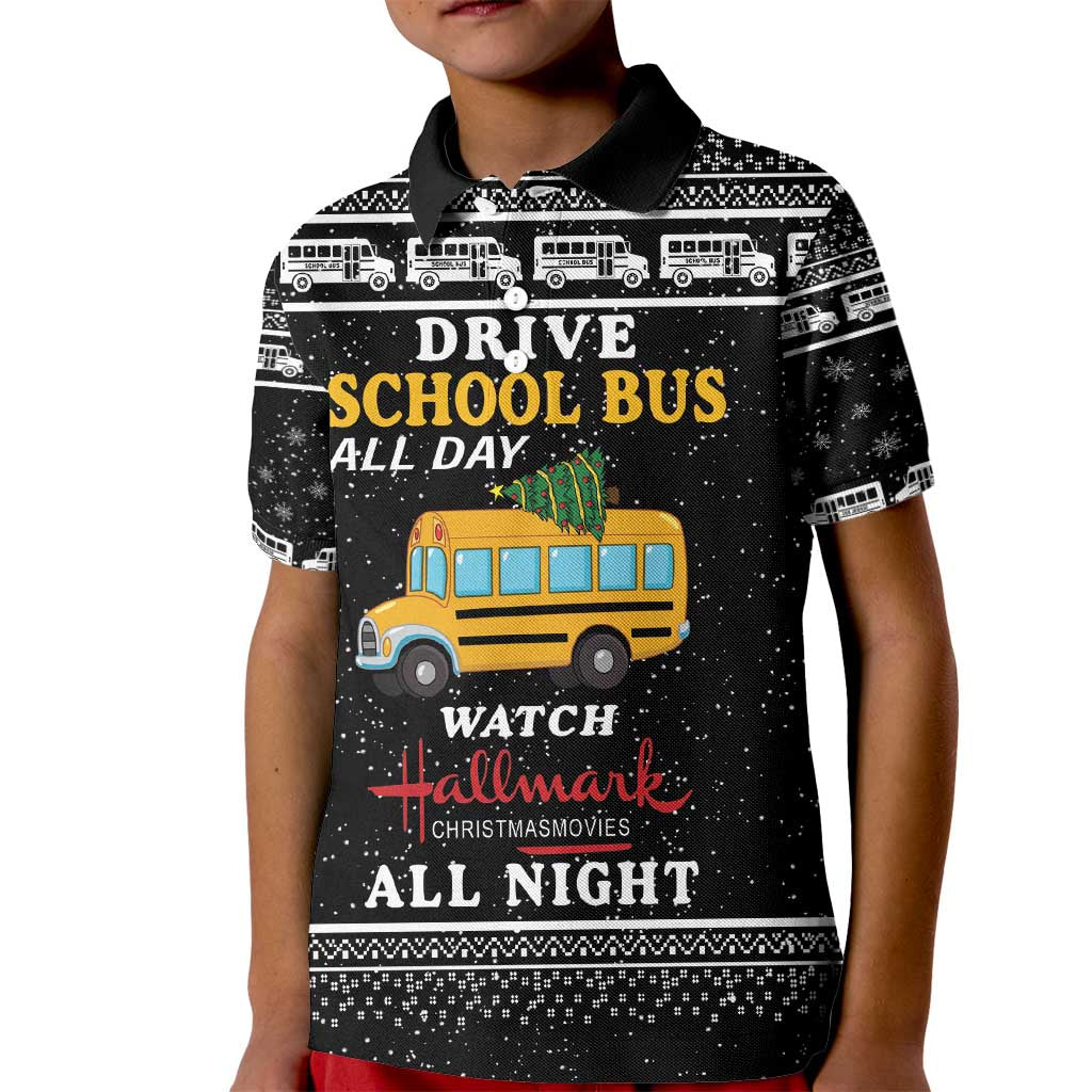 Drive School Bus All Day Kid Polo Shirt Watch Hallmark Christmas Movies All Night DT04 - Wonder Print Shop