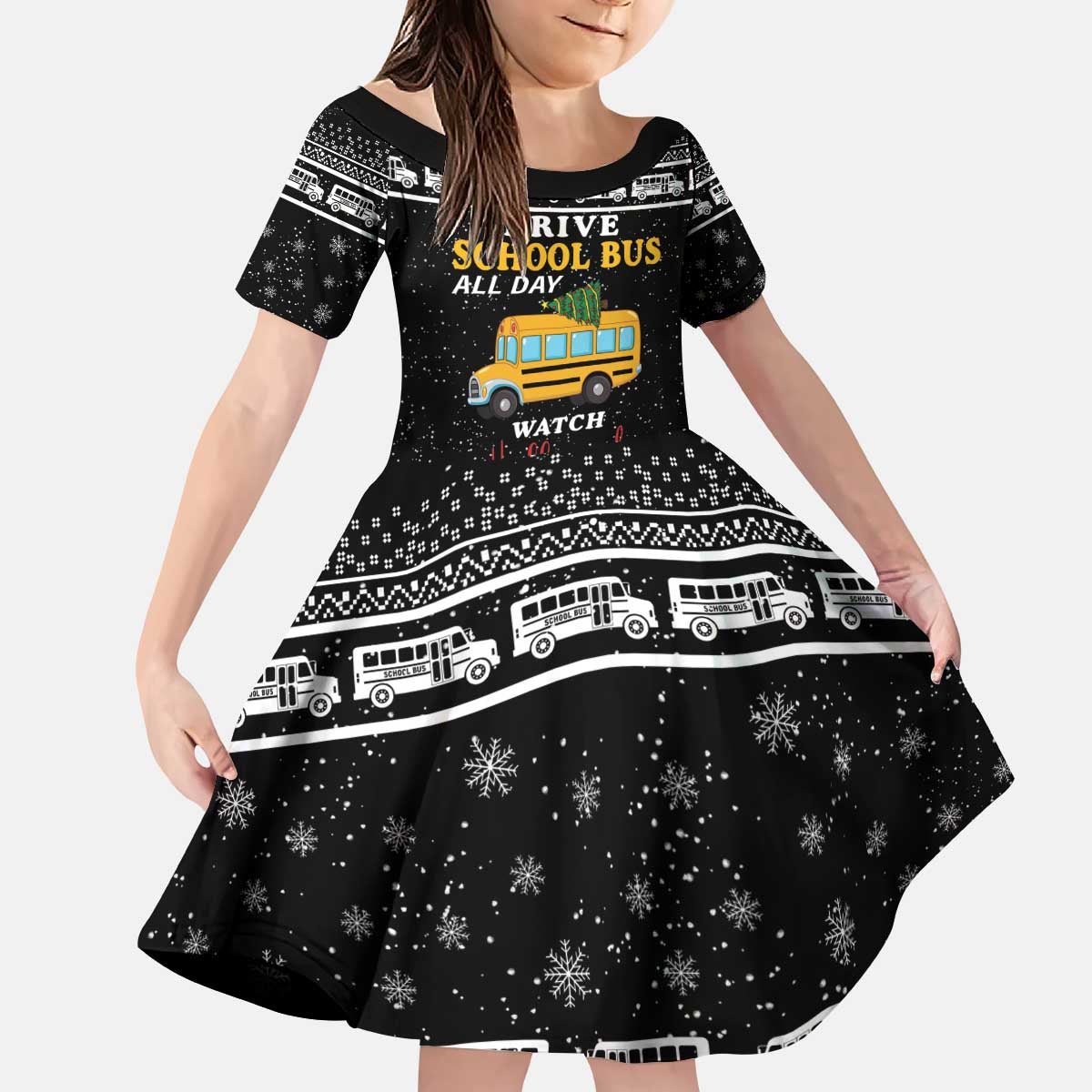 Drive School Bus All Day Kid Short Sleeve Dress Watch Hallmark Christmas Movies All Night DT04 - Wonder Print Shop
