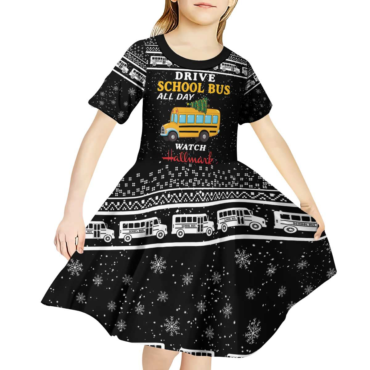 Drive School Bus All Day Kid Short Sleeve Dress Watch Hallmark Christmas Movies All Night DT04 - Wonder Print Shop
