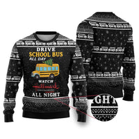 Drive School Bus All Day Ugly Christmas Sweater Watch Hallmark Christmas Movies All Night DT04 - Wonder Print Shop