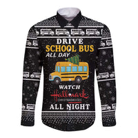 Drive School Bus All Day Long Sleeve Button Shirt Watch Hallmark Christmas Movies All Night DT04 - Wonder Print Shop