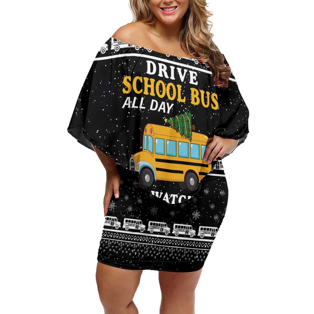Drive School Bus All Day Off Shoulder Short Dress Watch Hallmark Christmas Movies All Night DT04 - Wonder Print Shop