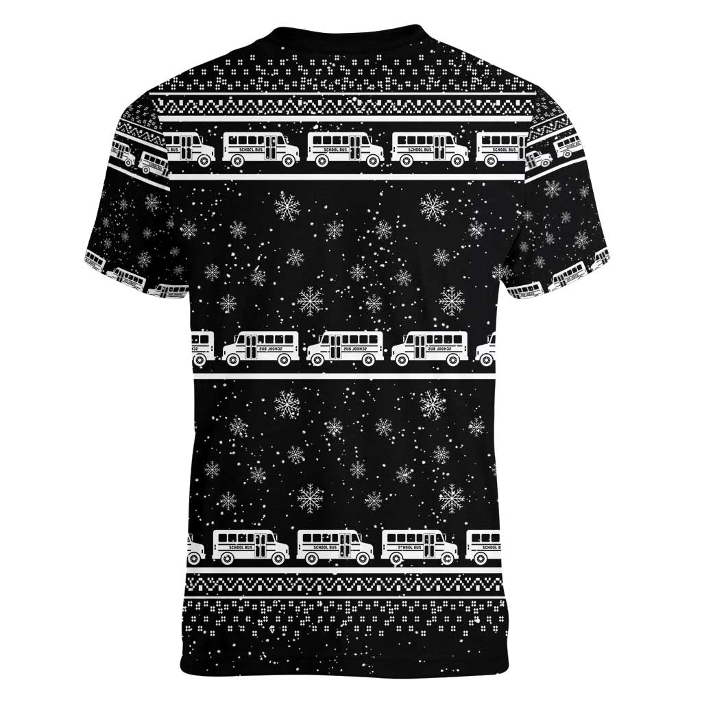 Drive School Bus All Day Women V-Neck T-Shirt Watch Hallmark Christmas Movies All Night DT04 - Wonder Print Shop