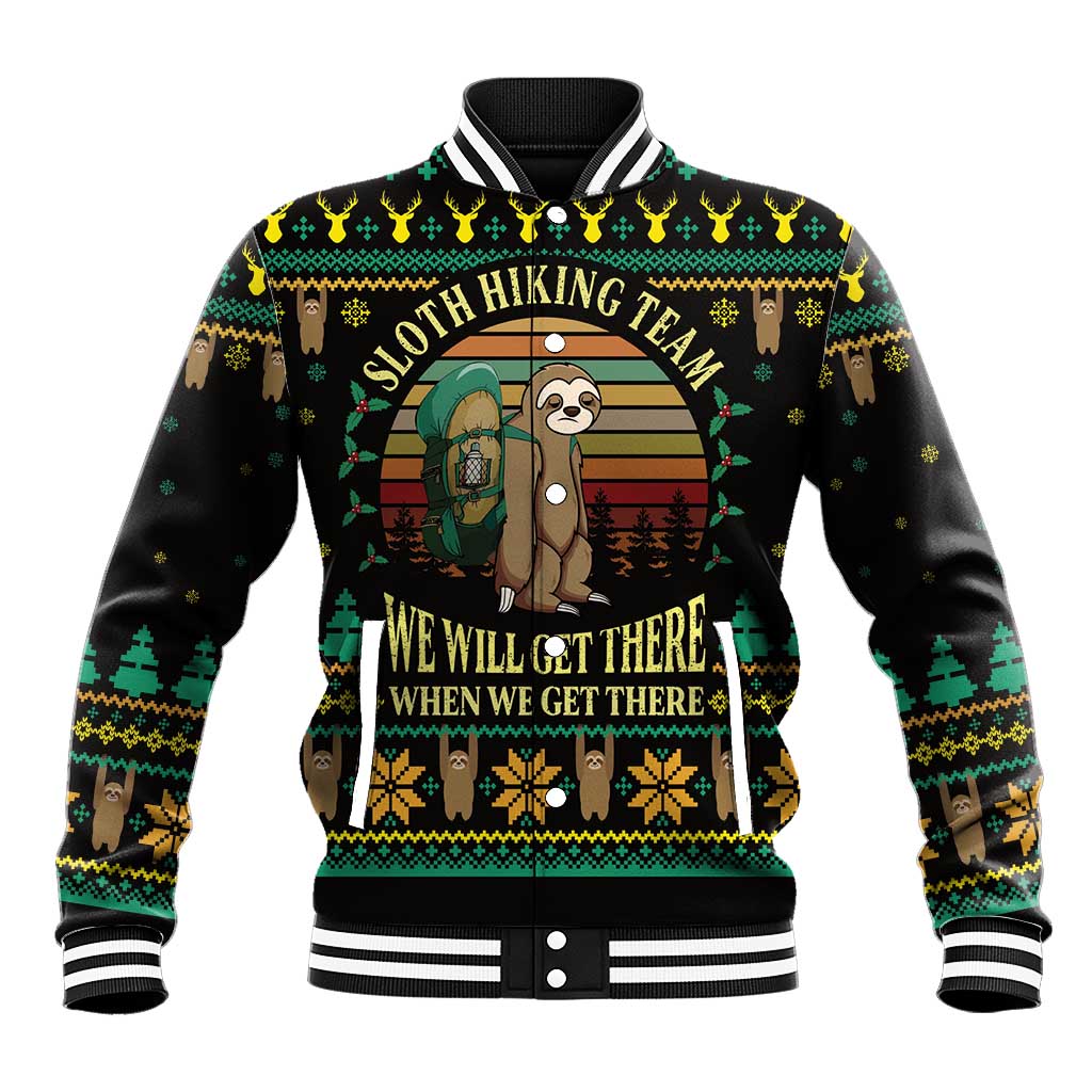 Sloth Team Christmas Holiday Baseball Jacket Sloth Hiking Team DT04 - Wonder Print Shop