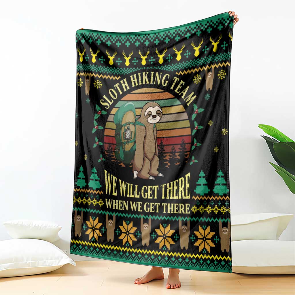 Sloth Team Christmas Holiday Blanket Sloth Hiking Team