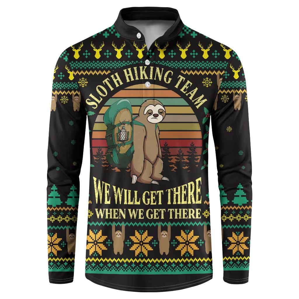 Sloth Team Christmas Holiday Button Sweatshirt Sloth Hiking Team DT04 - Wonder Print Shop
