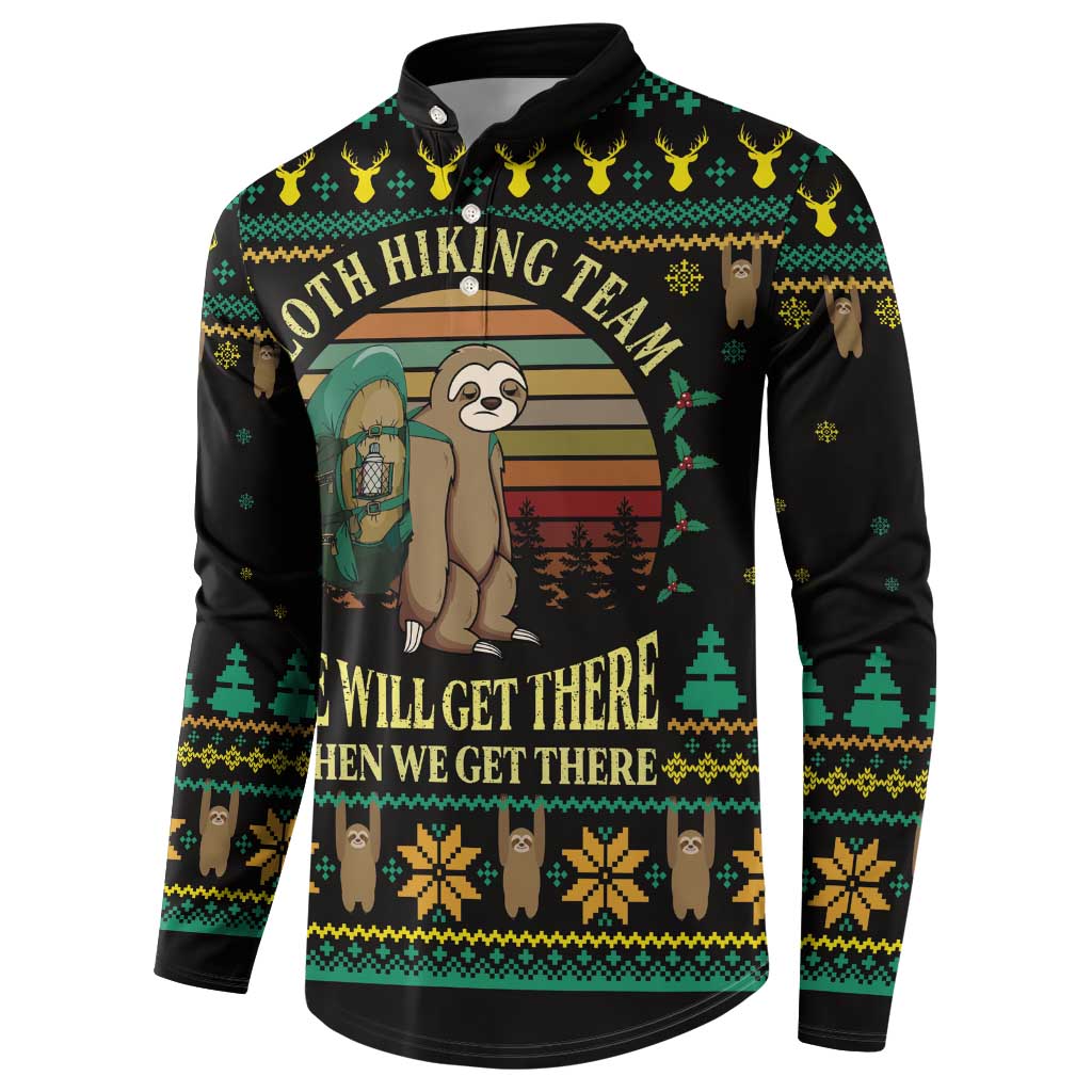 Sloth Team Christmas Holiday Button Sweatshirt Sloth Hiking Team DT04 - Wonder Print Shop