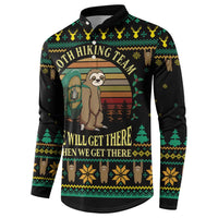 Sloth Team Christmas Holiday Button Sweatshirt Sloth Hiking Team DT04 - Wonder Print Shop