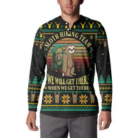 Sloth Team Christmas Holiday Button Sweatshirt Sloth Hiking Team DT04 - Wonder Print Shop