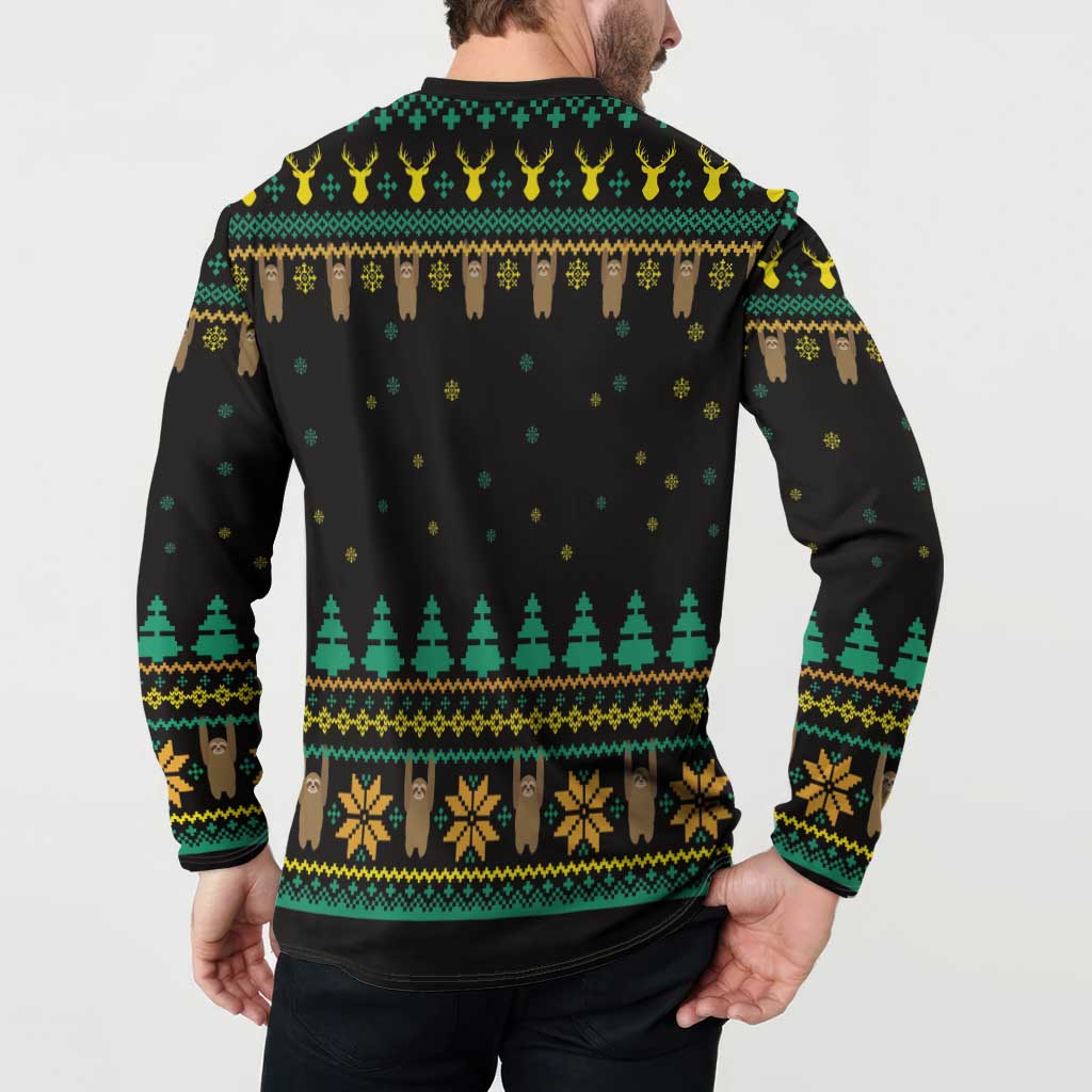 Sloth Team Christmas Holiday Button Sweatshirt Sloth Hiking Team DT04 - Wonder Print Shop