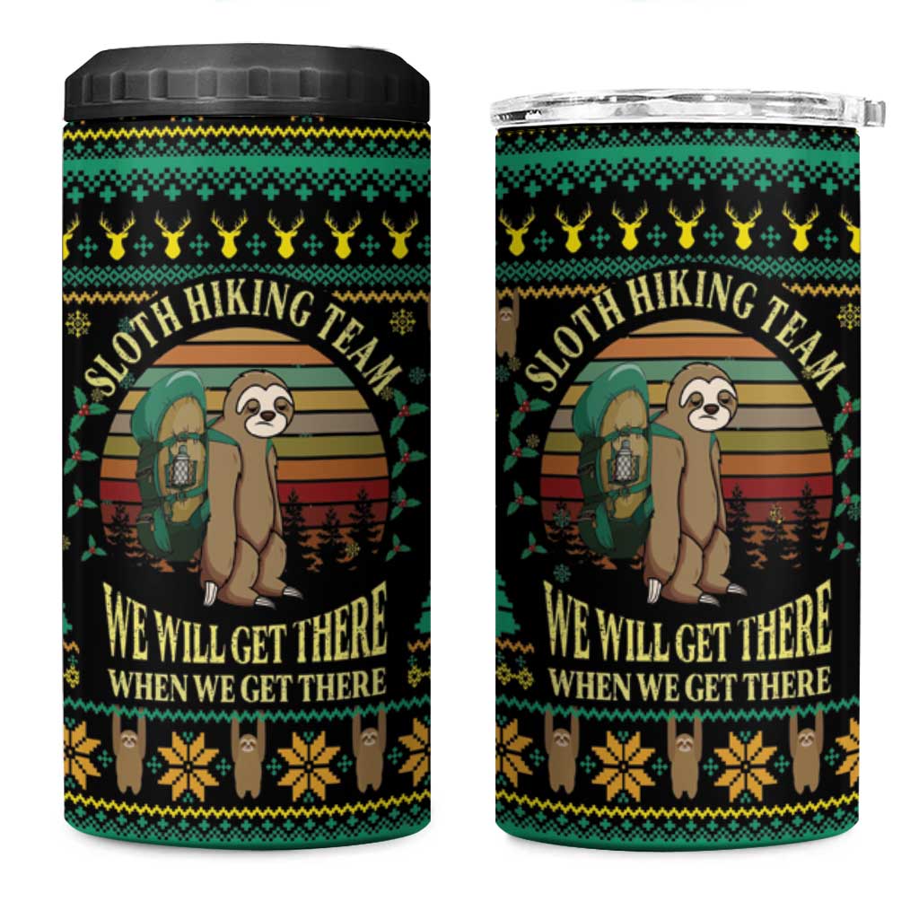Sloth Team Christmas Holiday 4 in 1 Can Cooler Tumbler Sloth Hiking Team DT04 - Wonder Print Shop