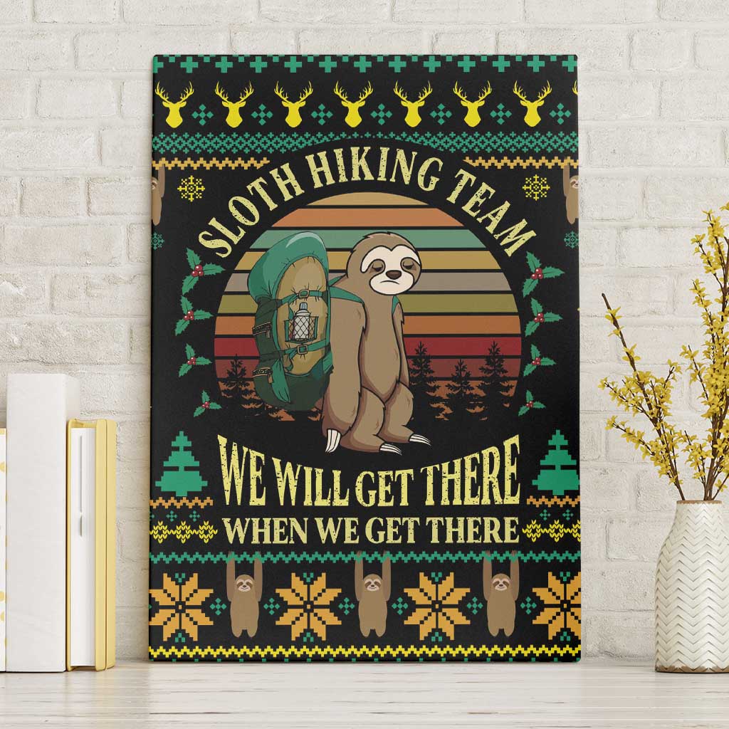 Sloth Team Christmas Holiday Canvas Wall Art Sloth Hiking Team DT04 - Wonder Print Shop