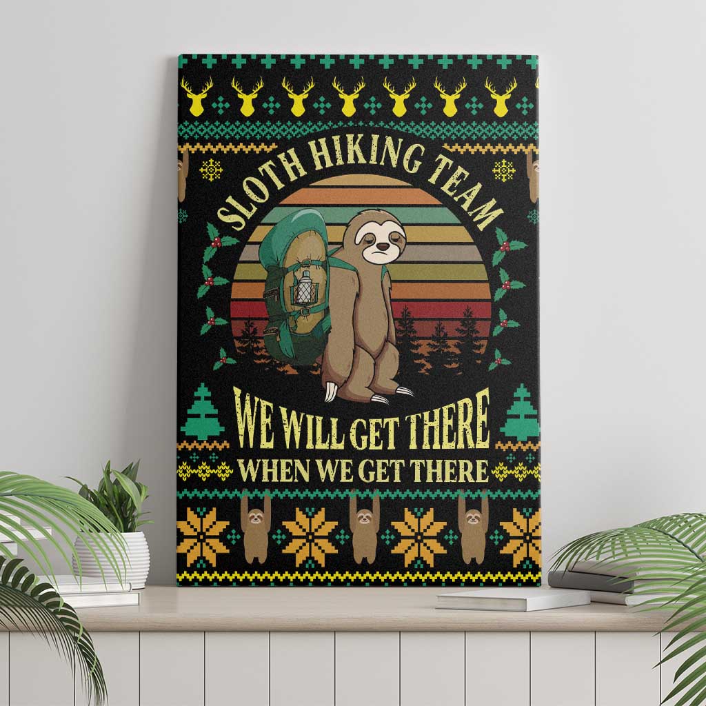 Sloth Team Christmas Holiday Canvas Wall Art Sloth Hiking Team DT04 - Wonder Print Shop