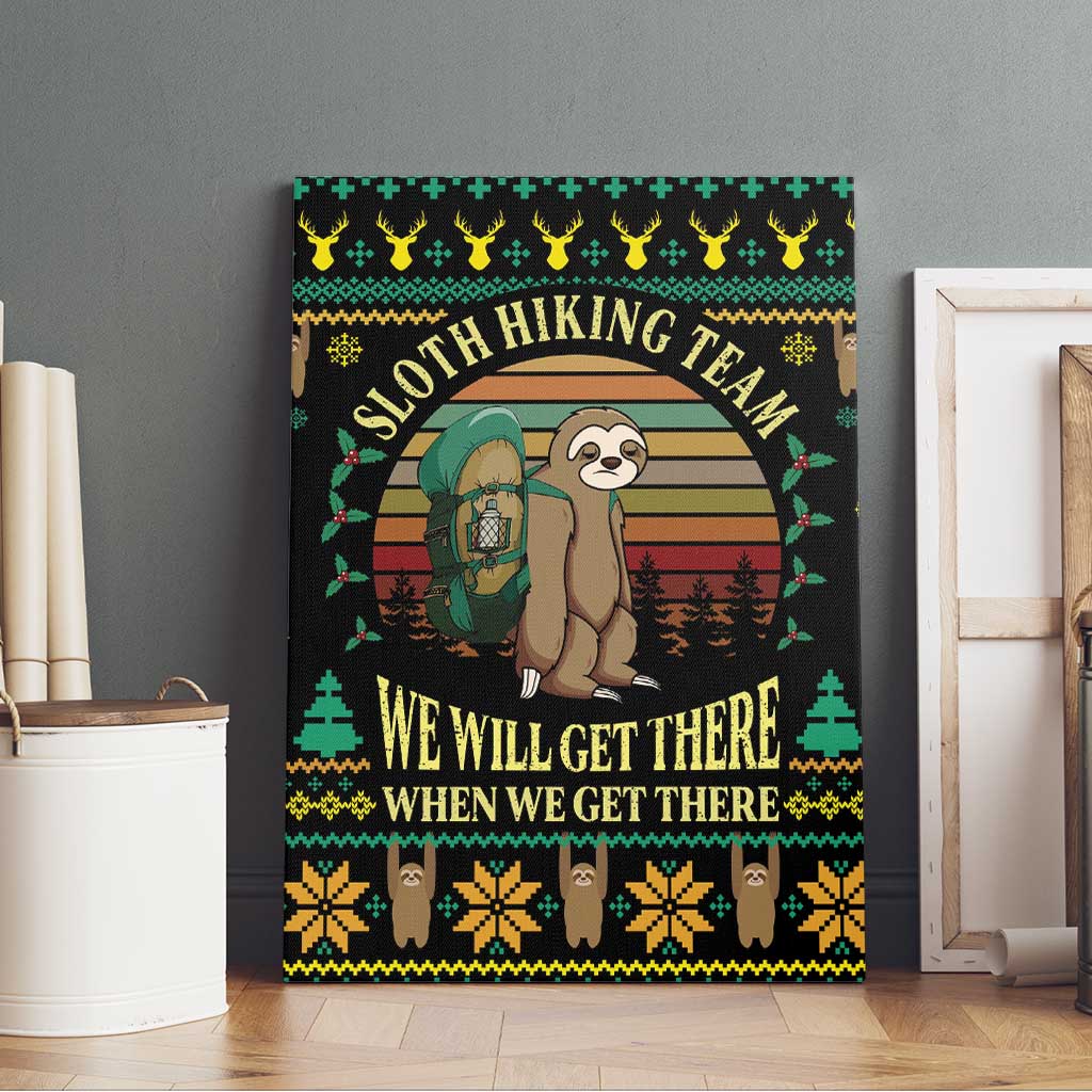 Sloth Team Christmas Holiday Canvas Wall Art Sloth Hiking Team DT04 - Wonder Print Shop