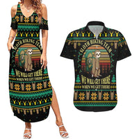 Sloth Team Christmas Holiday Couples Matching Summer Maxi Dress and Hawaiian Shirt Sloth Hiking Team DT04 - Wonder Print Shop