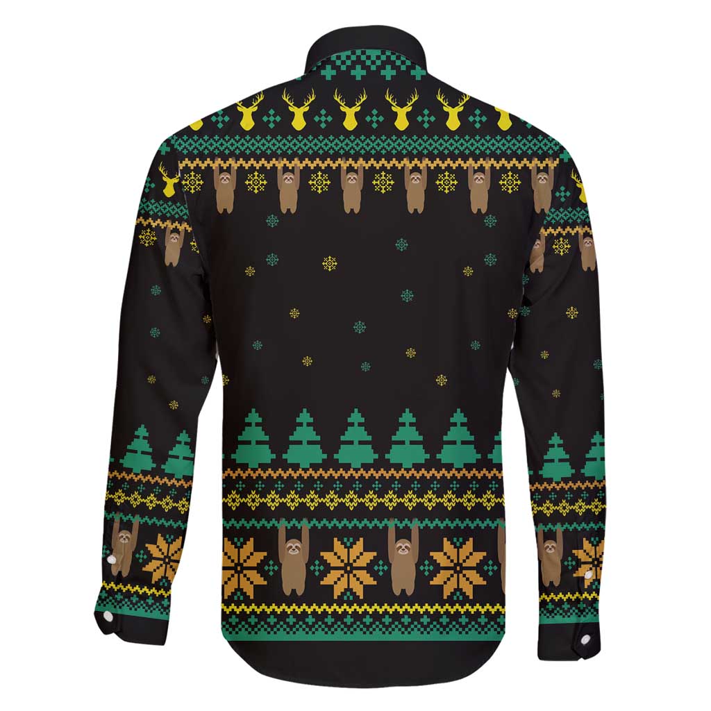 Sloth Team Christmas Holiday Family Matching Long Sleeve Bodycon Dress and Hawaiian Shirt Sloth Hiking Team DT04 - Wonder Print Shop