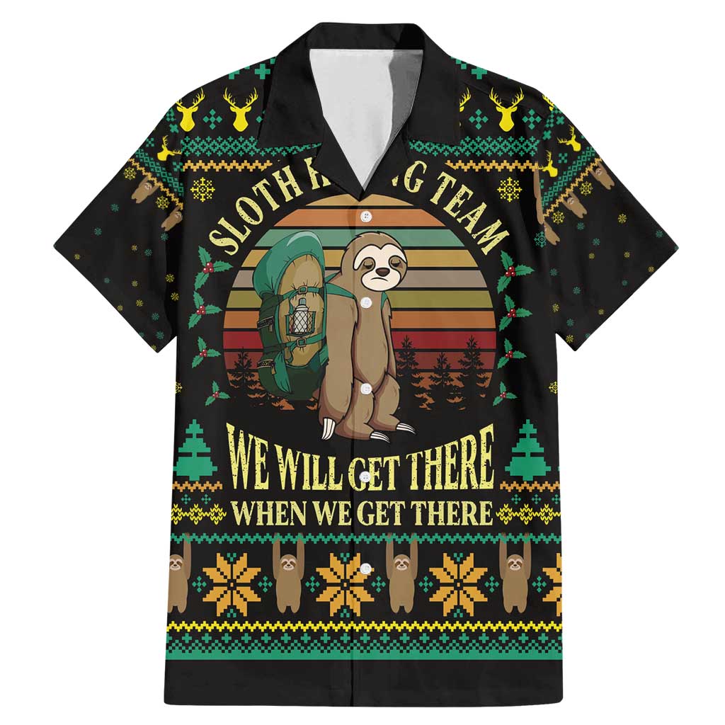 Sloth Team Christmas Holiday Family Matching Mermaid Dress and Hawaiian Shirt Sloth Hiking Team DT04 - Wonder Print Shop