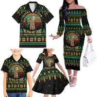 Sloth Team Christmas Holiday Family Matching Off The Shoulder Long Sleeve Dress and Hawaiian Shirt Sloth Hiking Team DT04 - Wonder Print Shop