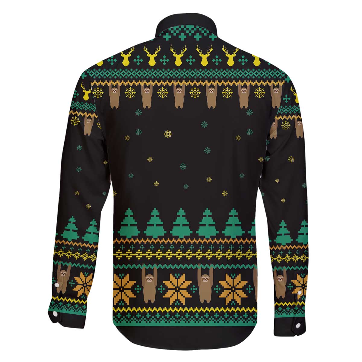 Sloth Team Christmas Holiday Family Matching Off The Shoulder Long Sleeve Dress and Hawaiian Shirt Sloth Hiking Team DT04 - Wonder Print Shop