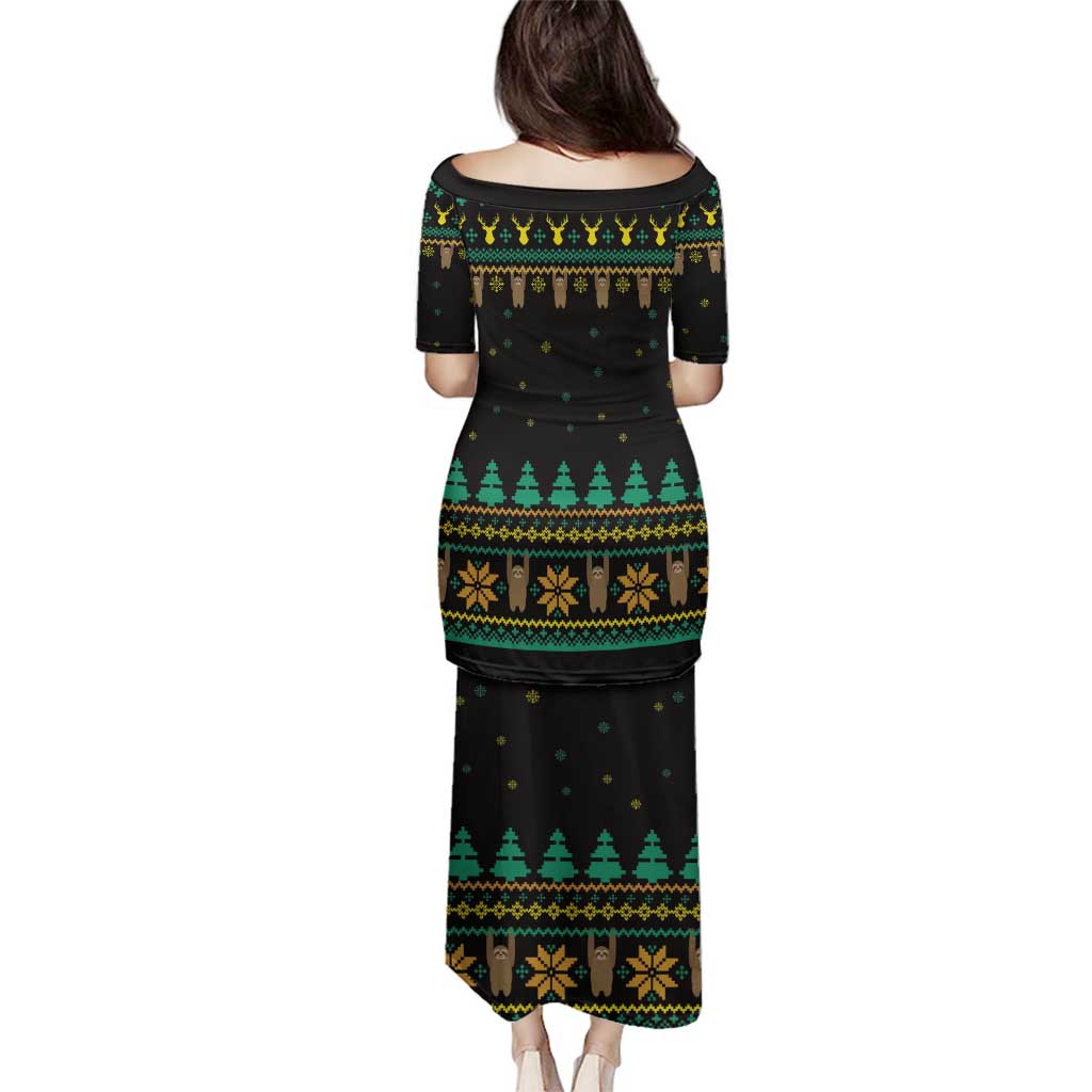 Sloth Team Christmas Holiday Family Matching Puletasi and Hawaiian Shirt Sloth Hiking Team DT04 - Wonder Print Shop