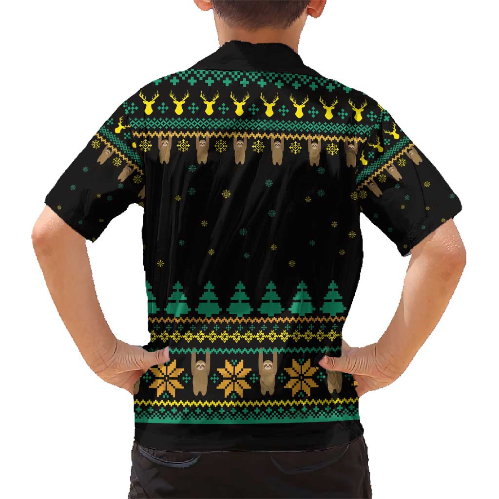 Sloth Team Christmas Holiday Family Matching Short Sleeve Bodycon Dress and Hawaiian Shirt Sloth Hiking Team DT04 - Wonder Print Shop