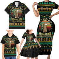 Sloth Team Christmas Holiday Family Matching Short Sleeve Bodycon Dress and Hawaiian Shirt Sloth Hiking Team DT04 - Wonder Print Shop