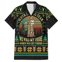 Sloth Team Christmas Holiday Family Matching Short Sleeve Bodycon Dress and Hawaiian Shirt Sloth Hiking Team DT04 - Wonder Print Shop