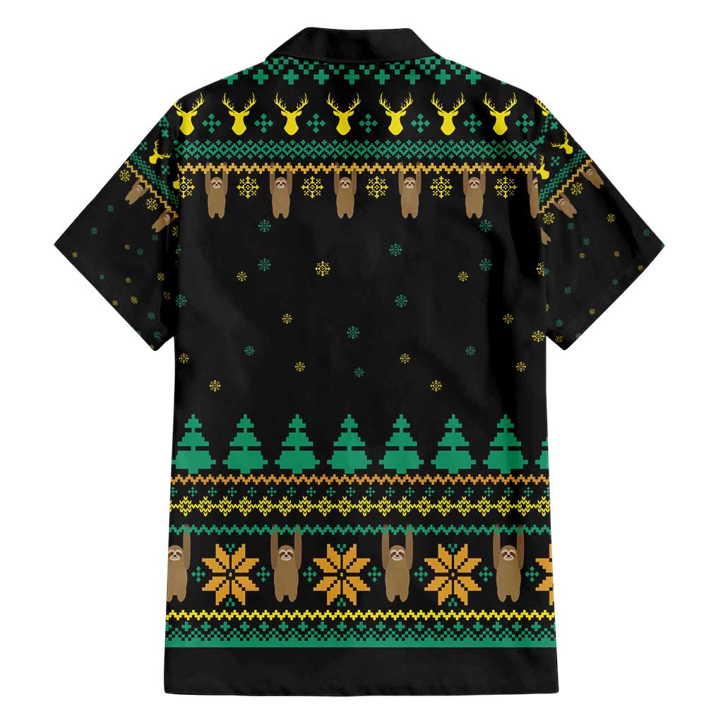Sloth Team Christmas Holiday Family Matching Short Sleeve Bodycon Dress and Hawaiian Shirt Sloth Hiking Team DT04 - Wonder Print Shop