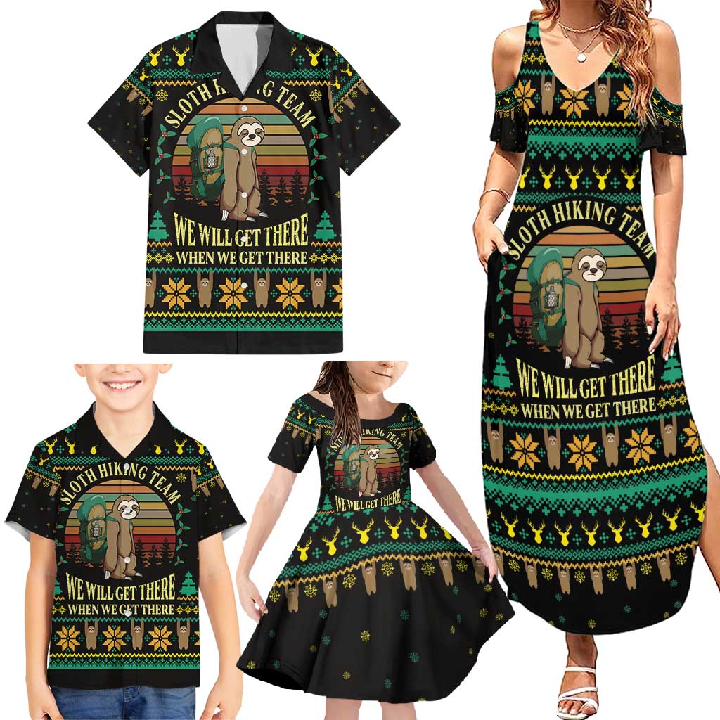 Sloth Team Christmas Holiday Family Matching Summer Maxi Dress and Hawaiian Shirt Sloth Hiking Team DT04 - Wonder Print Shop