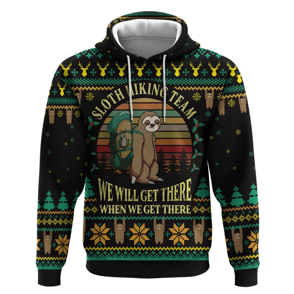 Sloth Team Christmas Holiday Hoodie Sloth Hiking Team DT04 - Wonder Print Shop
