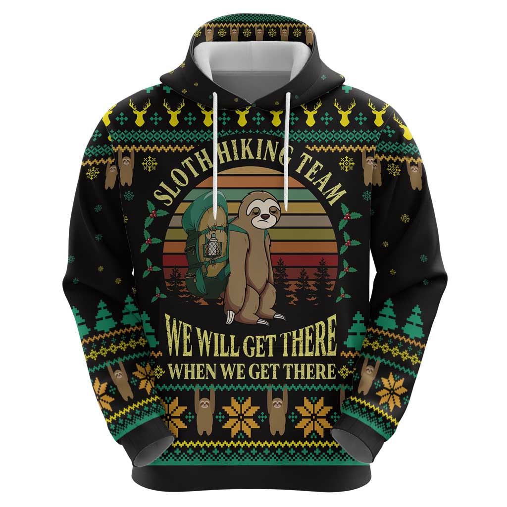 Sloth Team Christmas Holiday Hoodie Sloth Hiking Team DT04 - Wonder Print Shop