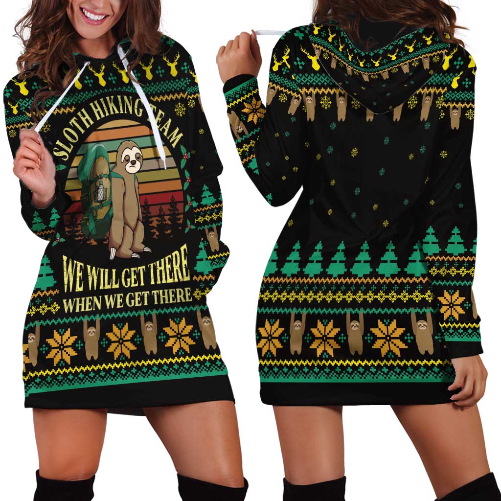 Sloth Team Christmas Holiday Hoodie Dress Sloth Hiking Team DT04 - Wonder Print Shop
