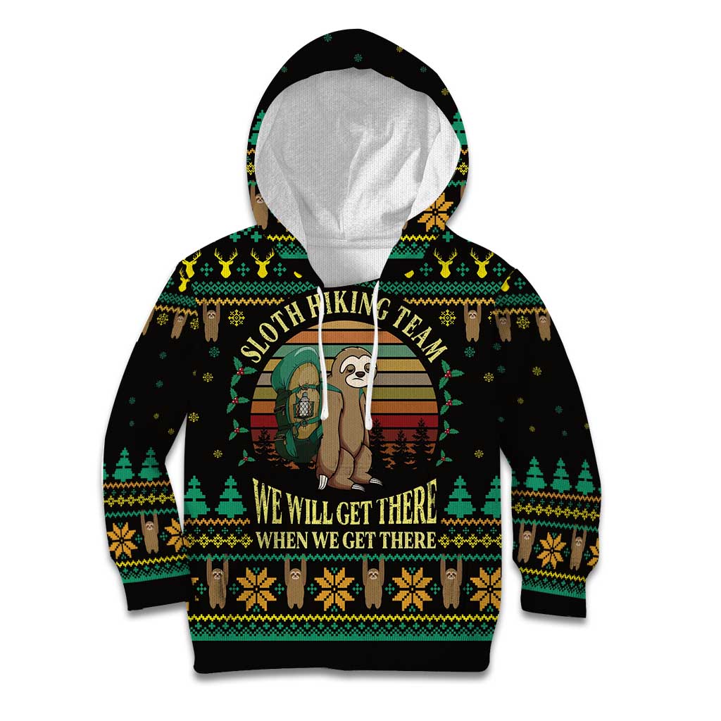 Sloth Team Christmas Holiday Kid Hoodie Sloth Hiking Team DT04 - Wonder Print Shop