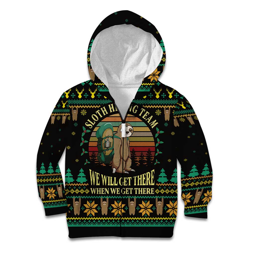 Sloth Team Christmas Holiday Kid Hoodie Sloth Hiking Team DT04 - Wonder Print Shop