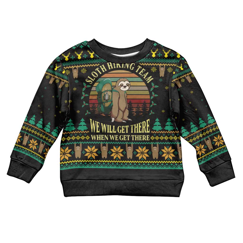 Sloth Team Christmas Holiday Kid Ugly Christmas Sweater Sloth Hiking Team DT04 - Wonder Print Shop