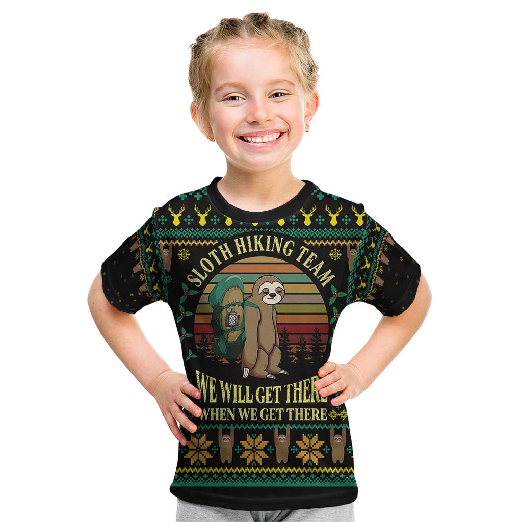 Sloth Team Christmas Holiday Kid T Shirt Sloth Hiking Team DT04 - Wonder Print Shop
