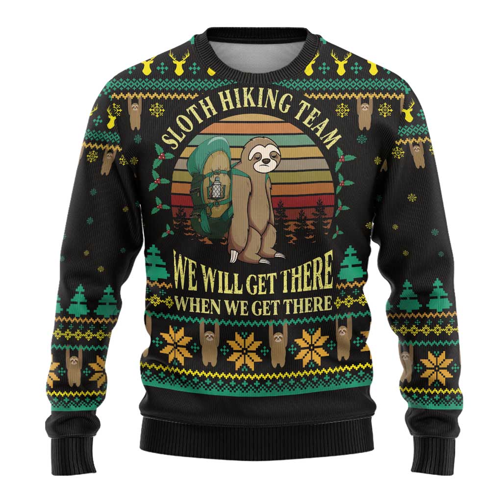 Sloth Team Christmas Holiday Ugly Christmas Sweater Sloth Hiking Team DT04 - Wonder Print Shop